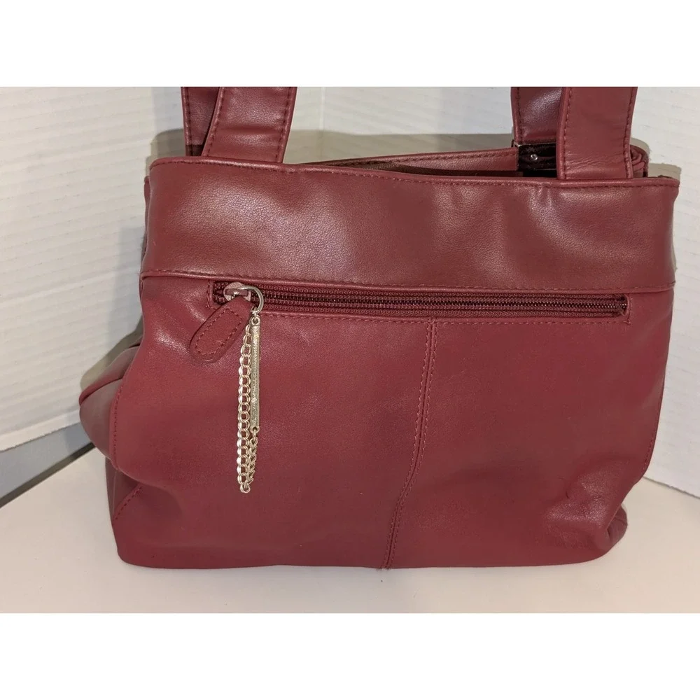 Jennifer Moore Red Leather Double Strap Shoulder‎ Bag